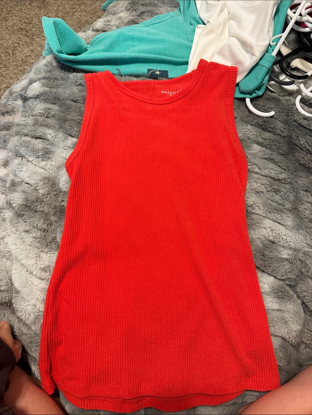 American Eagle Outfitters Bright Red Ribbed Tank